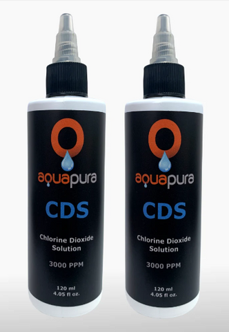 2 BOTTLES OF CDS - CHLORINE DIOXIDE - 3000 PPM WITH TWIST TOP DROPPER CAP