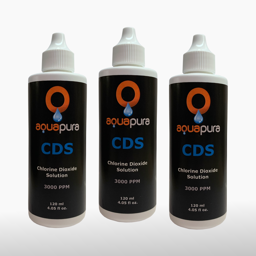 3 BOTTLES OF CDS - CHLORINE DIOXIDE - 3000 PPM WITH DROPPER CAP